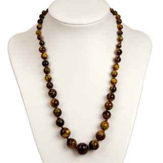 Faceted necklace tiger eye, 6-14mm