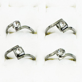 Stainless steel ring with stone, set