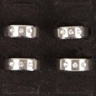 Stainless steel ring with stones