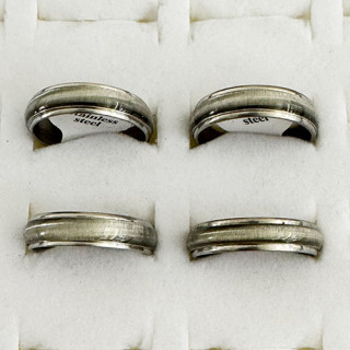 Stainless steel ring cateye, grey-green