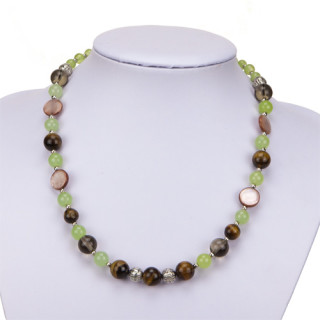 necklace tigereye/jade/pearl