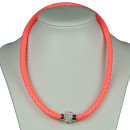 Necklace/wrap bracelet with magnetic closure, salmon