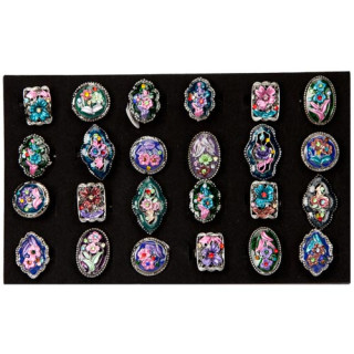 Sortiment emailierte Ringe, Schwarz-bunt