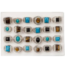 Assortment natural stone rings with glitter stones2