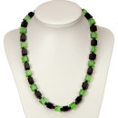 necklace glass, cube, green-black