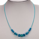 3-strand glass necklace, light blue
