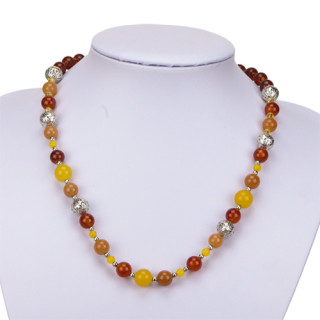 necklace yellow jade/red agate/red aventurine