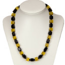 necklace glass, cube, yellow-black