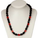 necklace glass, cube, red-black