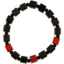 bracelet glass, cube, red-black