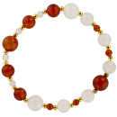 bracelet white jade/red agate