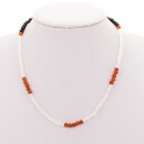 necklace white jade/red agate