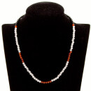 necklace white jade/red agate