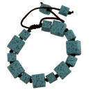Armkette gefärbte Lava, Würfel, Blau