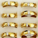 Stainless steel ring with stone, gold