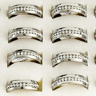 Edelstahlring mit Steinen, Silber