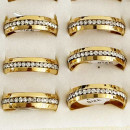 Edelstahlring mit Steinen, Gold