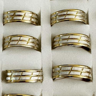 Edelstahlring, Gold-Weiß