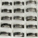 Stainless steel ring, silver-black, set