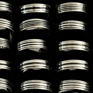 Stainless steel ring, silver-black, set