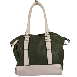 Fashionable handbag Sophia with case, green/white - only 5pcs left!