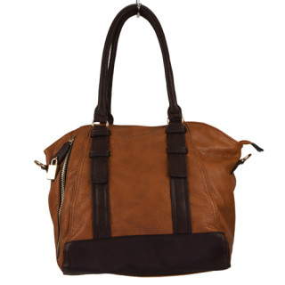 Modische Handtasche Sophia mit Etui, Hellbraun/Dunkelbraun