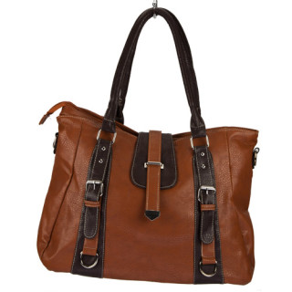 Fashionable handbag Julia, light brown/dark brown
