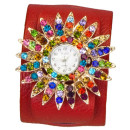 Ladies watch DI LEO Stella, red with mixed stones, no...