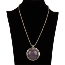 Necklace with pendant, circle, purple