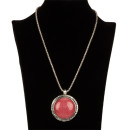 Necklace with pendant, circle, red