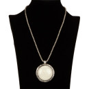 Necklace with pendant, circle, white