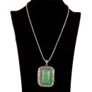 Necklace with pendant, rectangle, green
