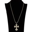 Halskette mit Kreuzanhänger und Steinen, 52cm