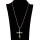necklace with cross pendant and stones, 52cm