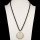 Long necklace with mother-of-pearl pendant, white