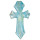Big glass pendant, cross light blue 80x42mm