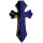 Big glass pendant, cross dark blue/black/gold 80x42mm