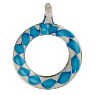 Glass pendant, Ring blue 57x45mm
