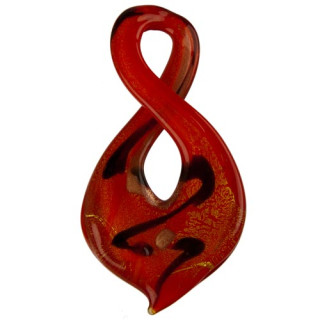 Big glass pendant, red/black