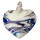 Glass pendant, heart white/blue 42x37mm