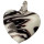 Glass pendant, heart white/black/purple 44x38mm