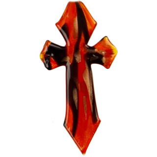 gr. Glasanhänger, Kreuz rot/schwarz 80x40mm