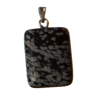 Anhänger Rechteck, 20x15mm, Schneeflockenobsidian - nur noch 2 Stück!