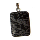 Pendant rectangle, 20x15mm, snowflake osidian - only 2pcs...