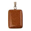 Pendant rectangle, 20x15mm, gold sandstone