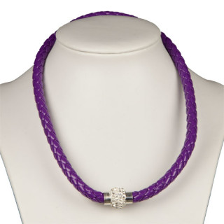 Necklace/wrap bracelet with magnetic closure, purple
