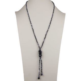 Long necklace glass, dark blue