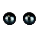 Earpins freshwater pearl, black, 6-7mm