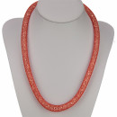 Net necklace with little stones and magnetic closure, red