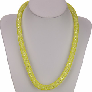 Net necklace with little stones and magnetic clasp, yellow